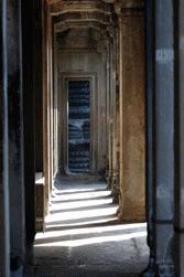 The symmetric hallways are impressive. This photo has 7 doorways.