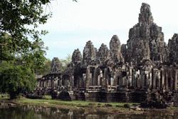 The temples of Bayon from outside the moat