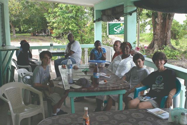 The gang hard at work eating great food from Mrs. Gentle.