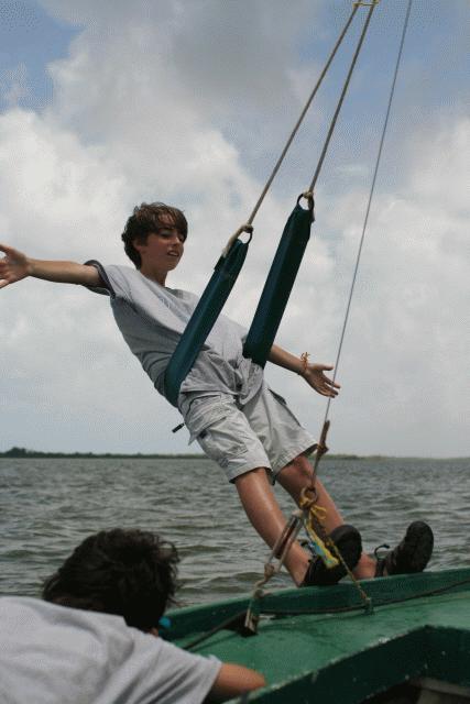 Peter sailing through the air.