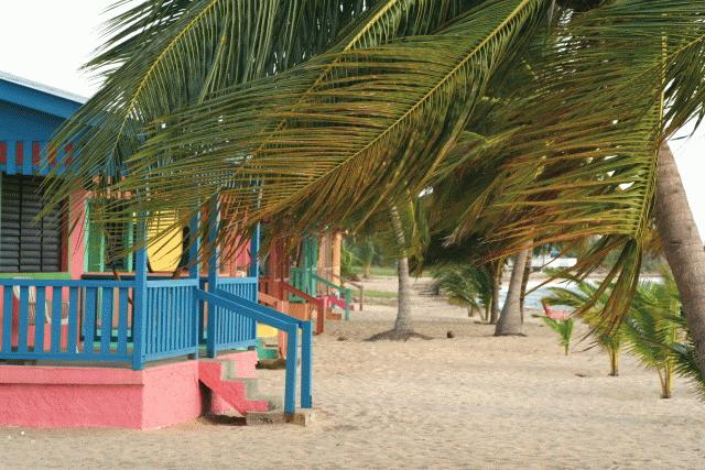 Beach side acommodations in Placencia, Belize.