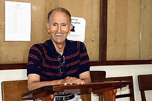 Therese's dad, Amadeu, visits liceu high school in Aveiro, which he attended about 65 years ago.