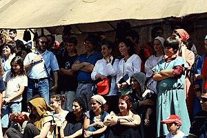 Helen, Fernandinha, Peter, Paul, and Therese enjoy medievel days at a square in Coimbra.