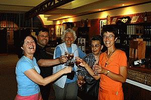 Cheers! Toasting of port wine at Castelhino near the Douro River in Northern Portugal.