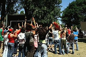 World Cup fever!! In a crowded Aveiro park, loyal fans cheer a Portugal goal against Mexico. Participating in the countrywide enthusiasm of Portugal's march to the semi-finals has been an amazing cultural experience.