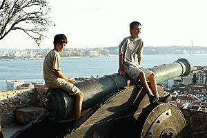 Peter and Paul look over Lisboa from the Castle of St. George