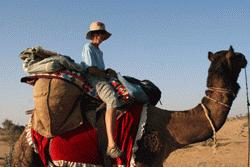 Therese prepares for a two day camel safari