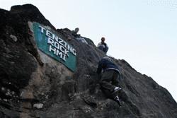 Paul practices rock climbing at the Tenzing Norgay mountaineering school