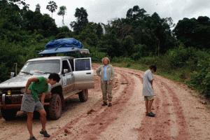 Therese and the gang take a need break from the bone jarring drive.