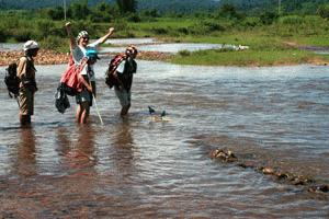 A Peter and Alex engineered raft with a bottled message has a successful launch down the river