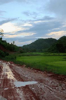 Our road journey to Luang Nam Tha ends with a beautiful sunset.