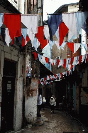 RTW0108  Flags and a small street in Stonetown