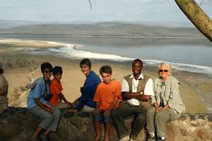 The gang with Sampulyi, our guide and friend, overlooking Lake Nakuru