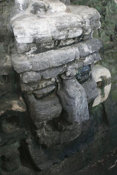 This carved statue is about 15 feet tall and was found underground in the Acropolis area of the Gran Plaza