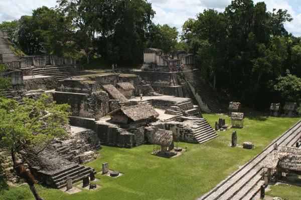 Overlooking the Acropolis in the Gran Plaza from Templo III