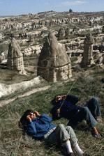 Therese and Peter prepare for the total eclipse of the sun in the Cappadocia region of central Turkey