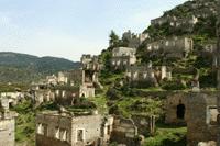 A stone housed ghost town was created near Fethiye when the entire town of greek orthodox moved to Greece in 1920.