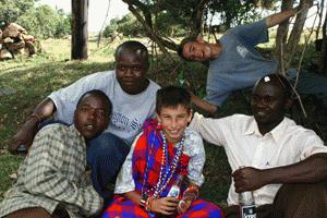 Julius, Jonathan, Elijah and a hanging Peter celebrate with Paul