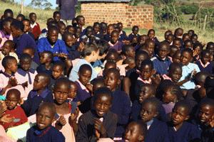 The kids at Keens academy in Enoosaen during a school gathering prior to national exams