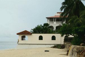 An elegant house hugs the coast near Stonetown