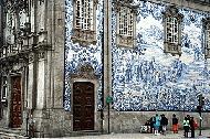 The tiled exterior of St. Carman church in Porto