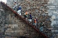 The gang ascends the stairs at the Monseraz castle in the Alentajo region of southcentral Portugal.