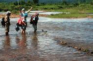 A Peter and Alex engineered raft with a bottled message has a successful launch down the river