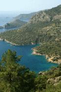 Hiking along the blue coast of the Aegean sea near Fethiye