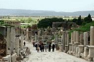 Walking down Main St. in Ephesus.