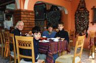 The gang enjoys the delicious turkish food at our favorite restaurent in Istanbul