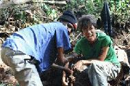 With strong arms and legs ala Schwartzenegger, Therese became the official boulder remover for the project