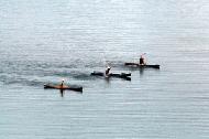 Fishermen racing for the best spot.