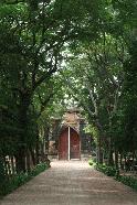 The gate providing access to a summer home with ruins of a former dynasty surrounding the home in Lopburi