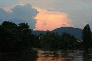 Sunset over the Mae Nam Wang river in the city of Lambang, south of Chiang Mai.