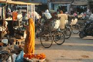 A crowded street in Varanasi